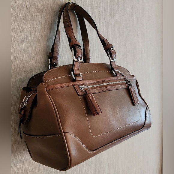 Coach Hamilton Burnished Glove Tanned Genuine Leather Satchel Handbag Like New - Picture 3 of 16